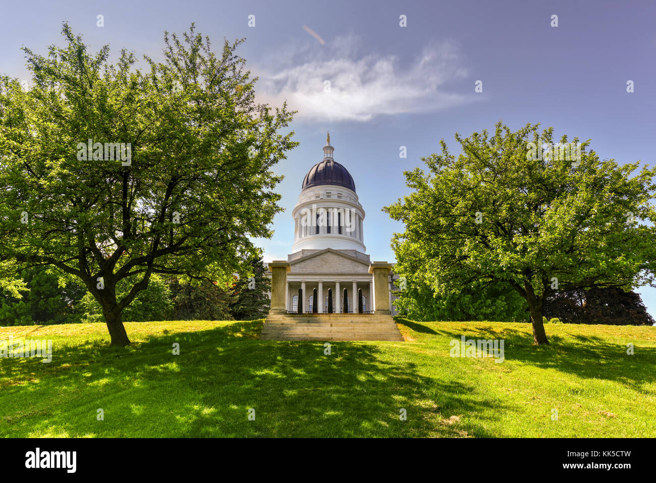 The Maine State House in Augusta, Maine is the state capitol of the State of Maine. The building was completed in 1832, one year after Augusta became  Stock Photo