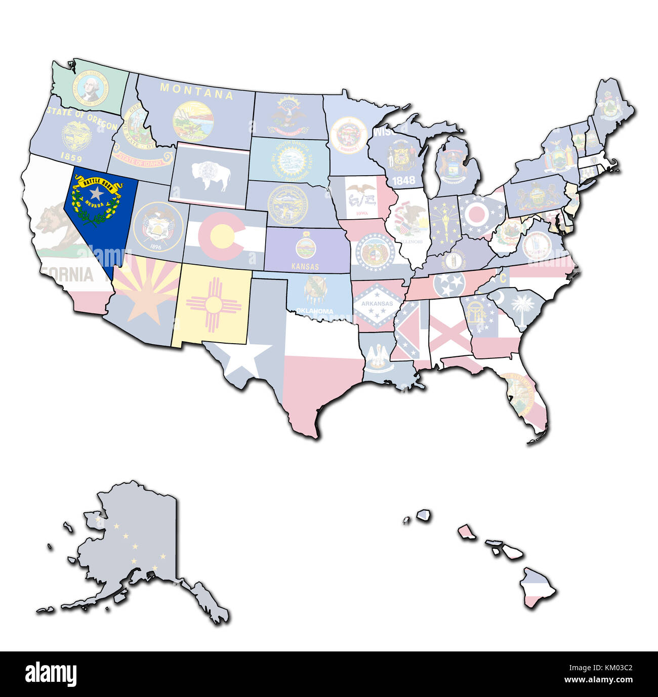 nevada on isolated map of united states of america with state borders Stock Photo