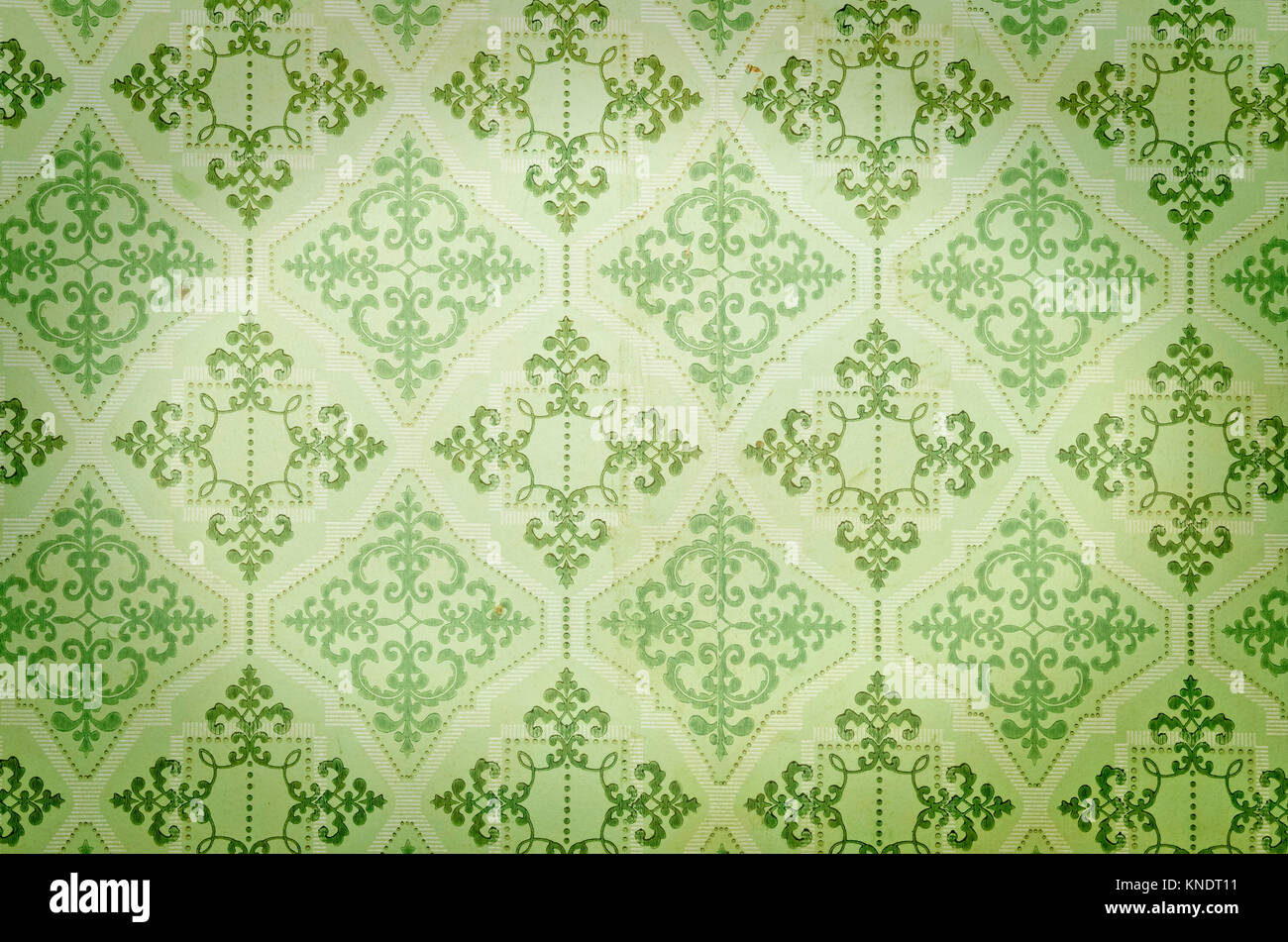 Old green wallpaper Stock Photo