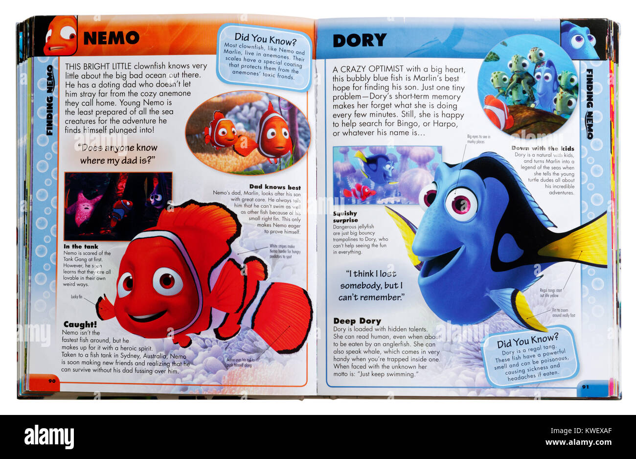 Pixar characters Nemo and Dory from the film Finding Nemo in a Pixar Character Guide Stock Photo