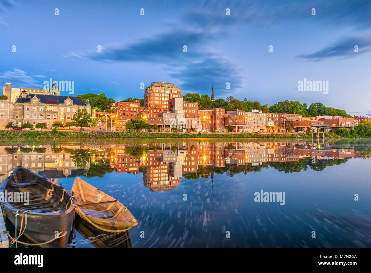 Augusta, Maine, USA skyline on the river. Stock Photo