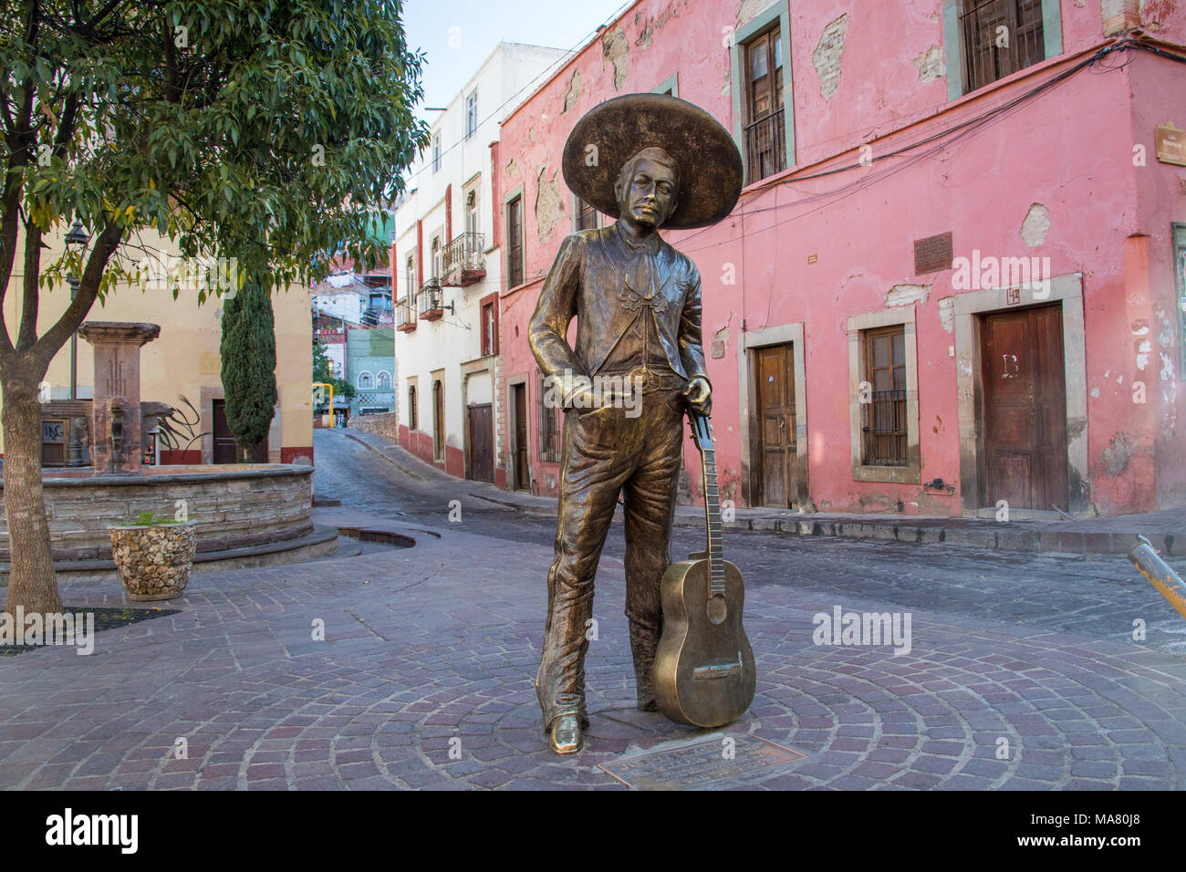 Coco inspiration, Memorial to Jorge Negrete, 'El Charro Cantor', a famous Mexican Singer, Guanajuato, Mexico Stock Photo