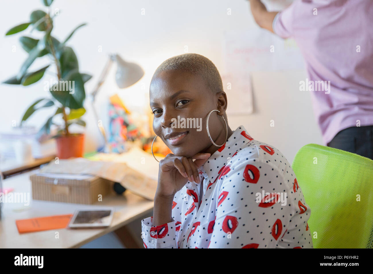 Portrait confident, ambitious businesswoman Stock Photo