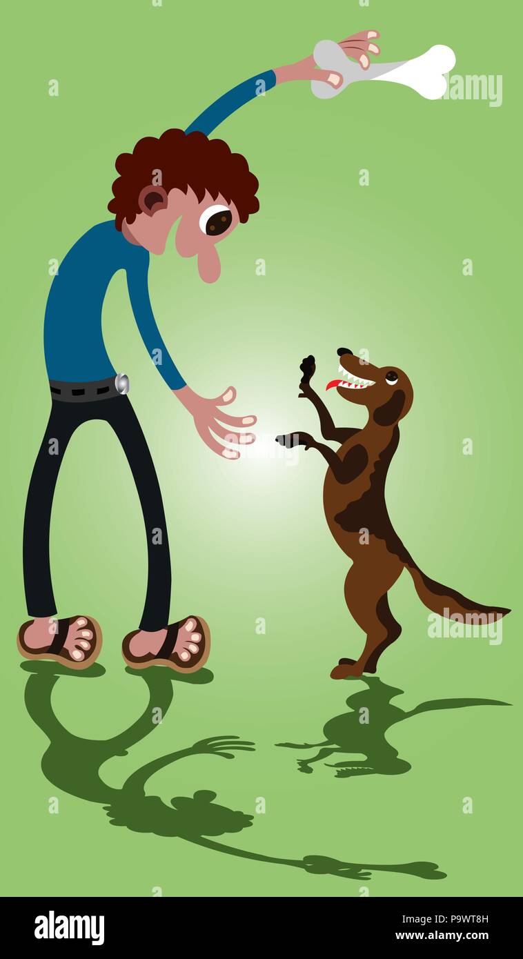 A dog Owner playing with its Pet Stock Vector