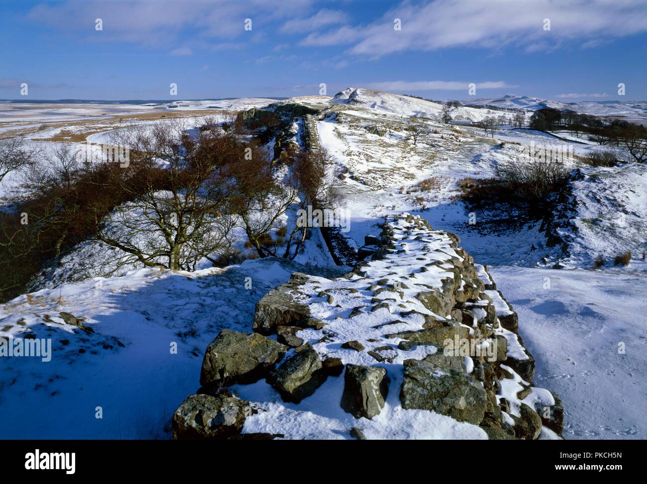 Hadrian's Wall, Northumberland, in winter, 2010. Artist: Graeme Peacock. Stock Photo