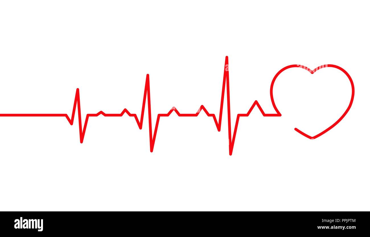 Heart pulse, Cardiogram line vector illustration isolated on white background, Heartbeat Stock Vector