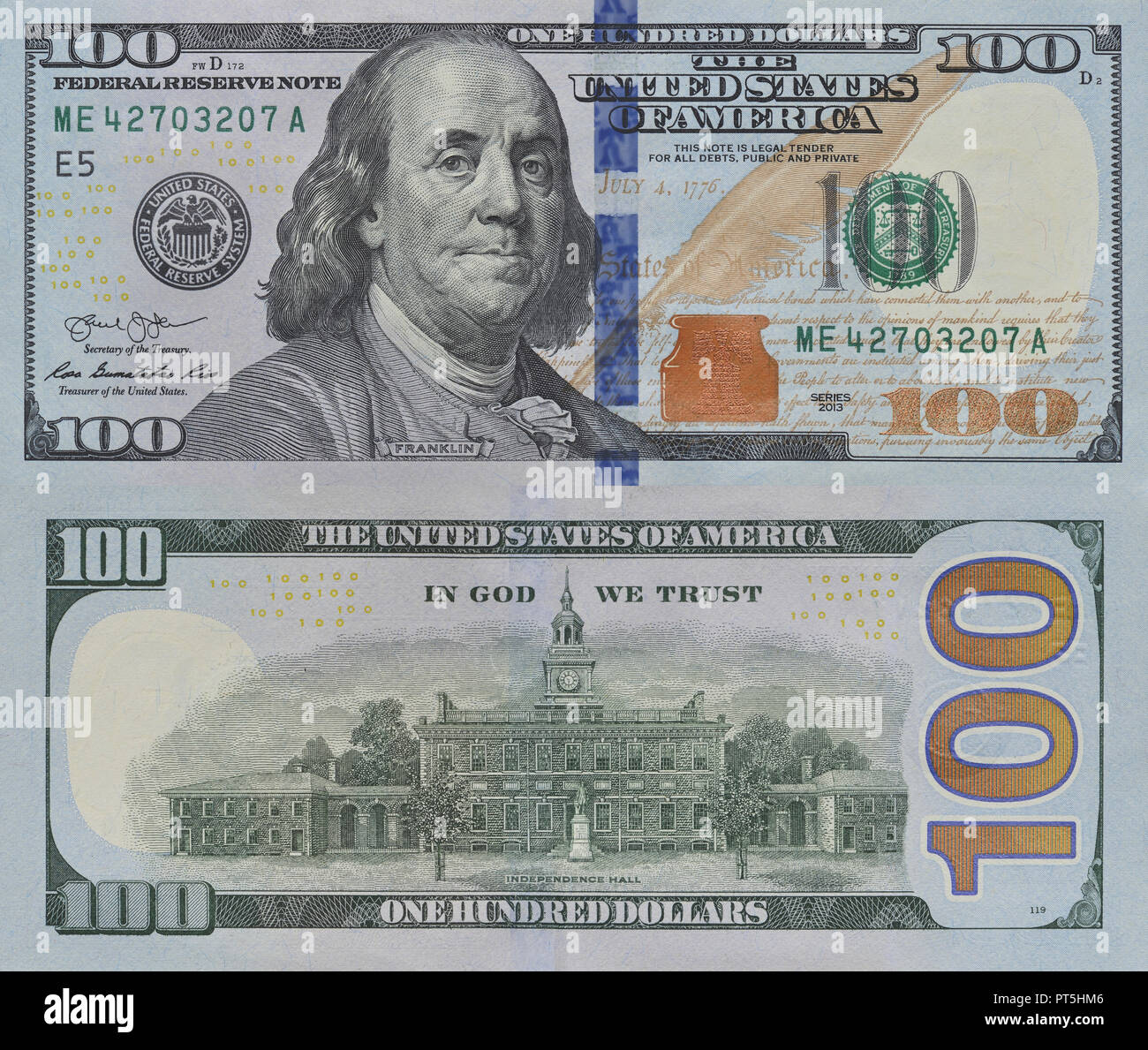 One Hundred Dollar Bill Front And Back