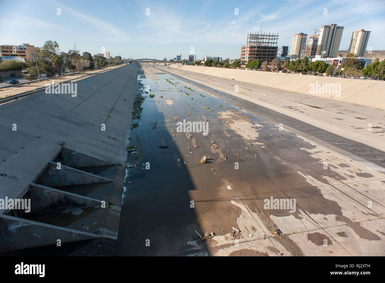 Tijuana, Mexico: Tijuana river's canal. Stock Photo