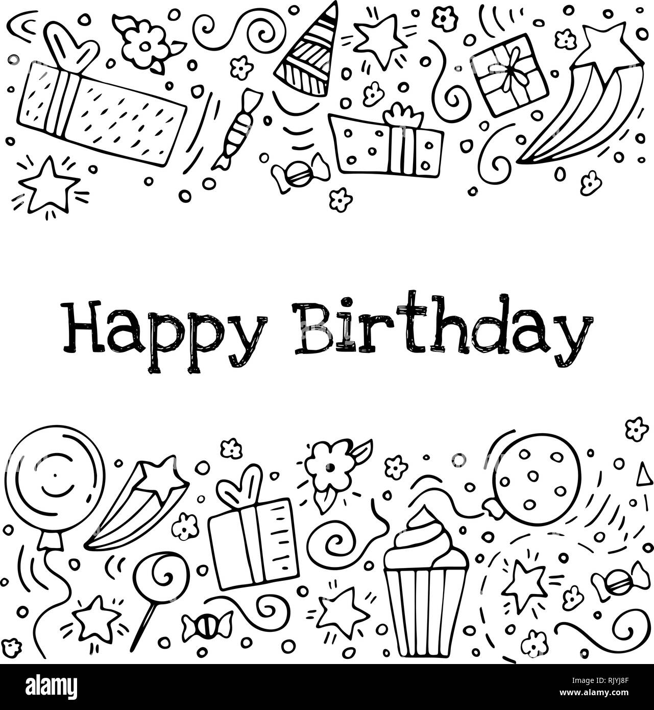 Happy Birthday Printable Cards Black And White