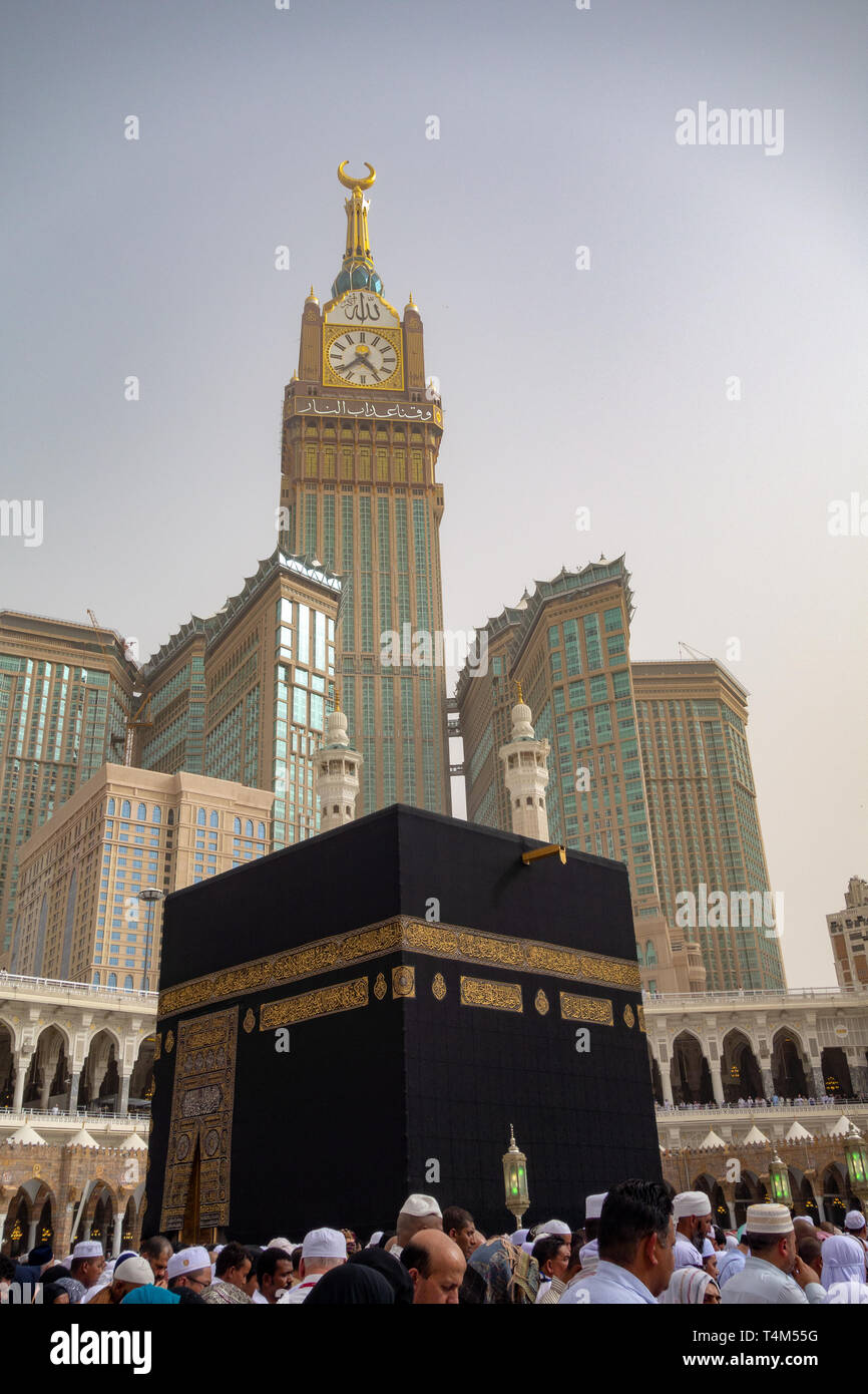 Skyline with Abraj Al Bait (Royal Clock Tower Makkah) in Mecca, Saudi Arabia. Stock Photo