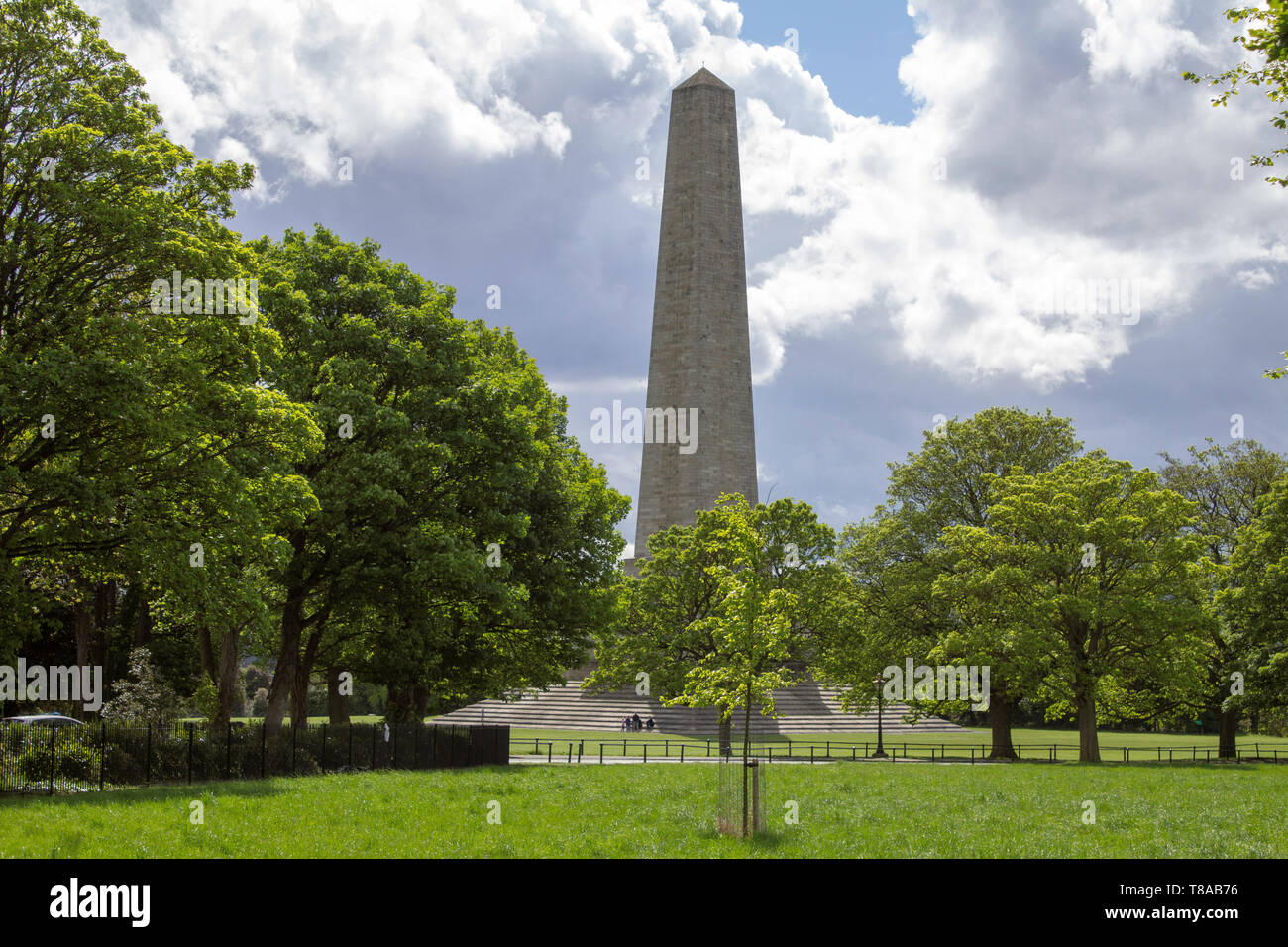 The 62 metre high wellington Monument in Dublin’s Phoenix Park. Built as a testimonial the Iron Duke. Stock Photo