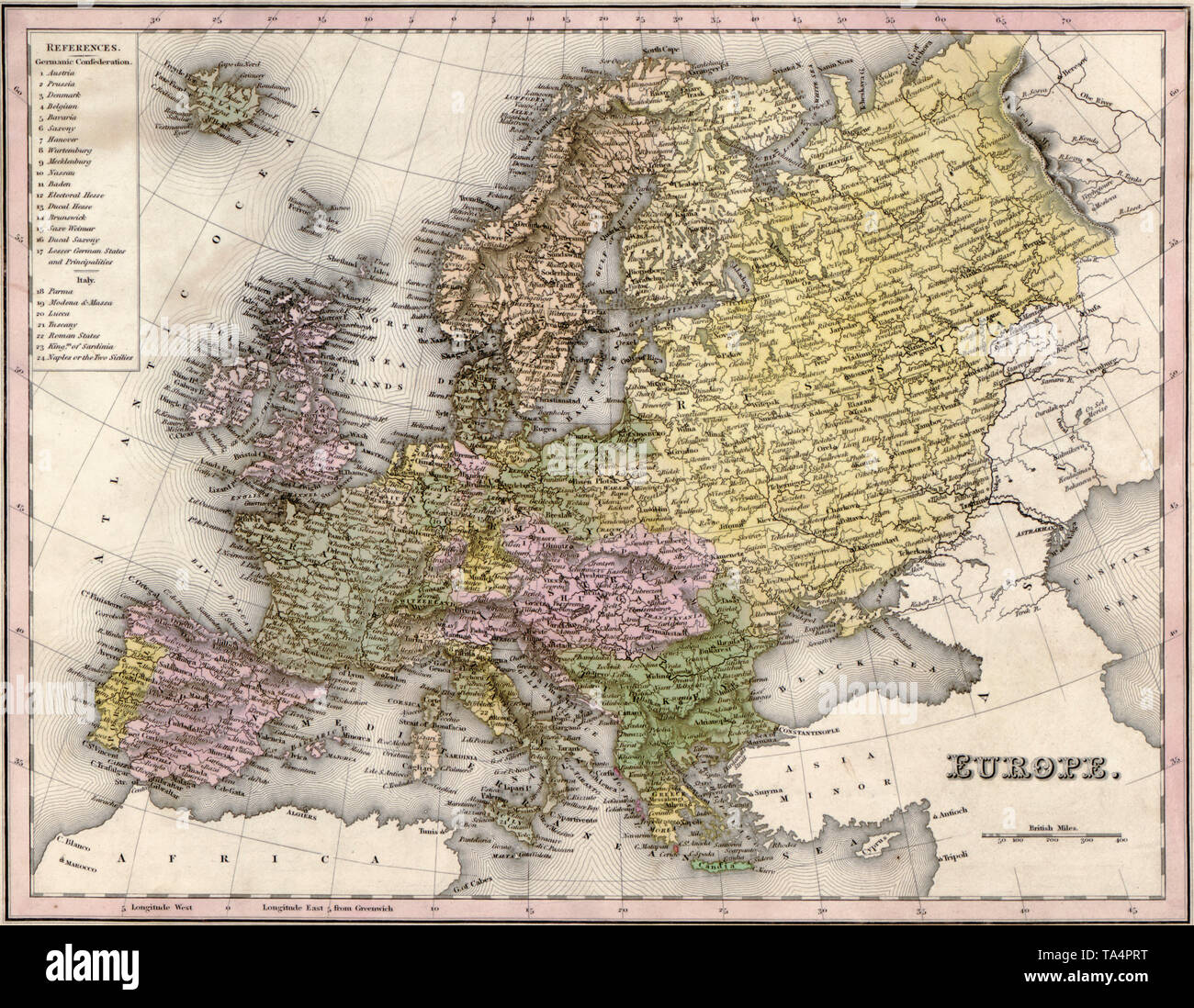 Europe Physical Map Antique topographical 1910s travel adventure maps ...