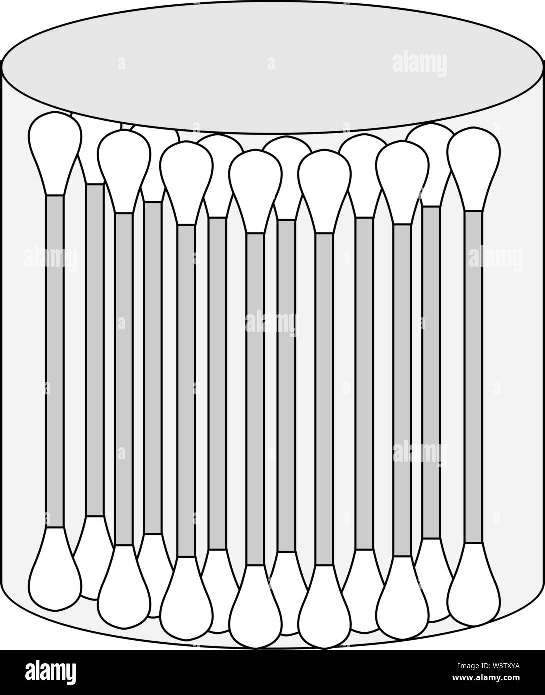 Box of cotton buds, illustration, vector on white background. Stock Vector