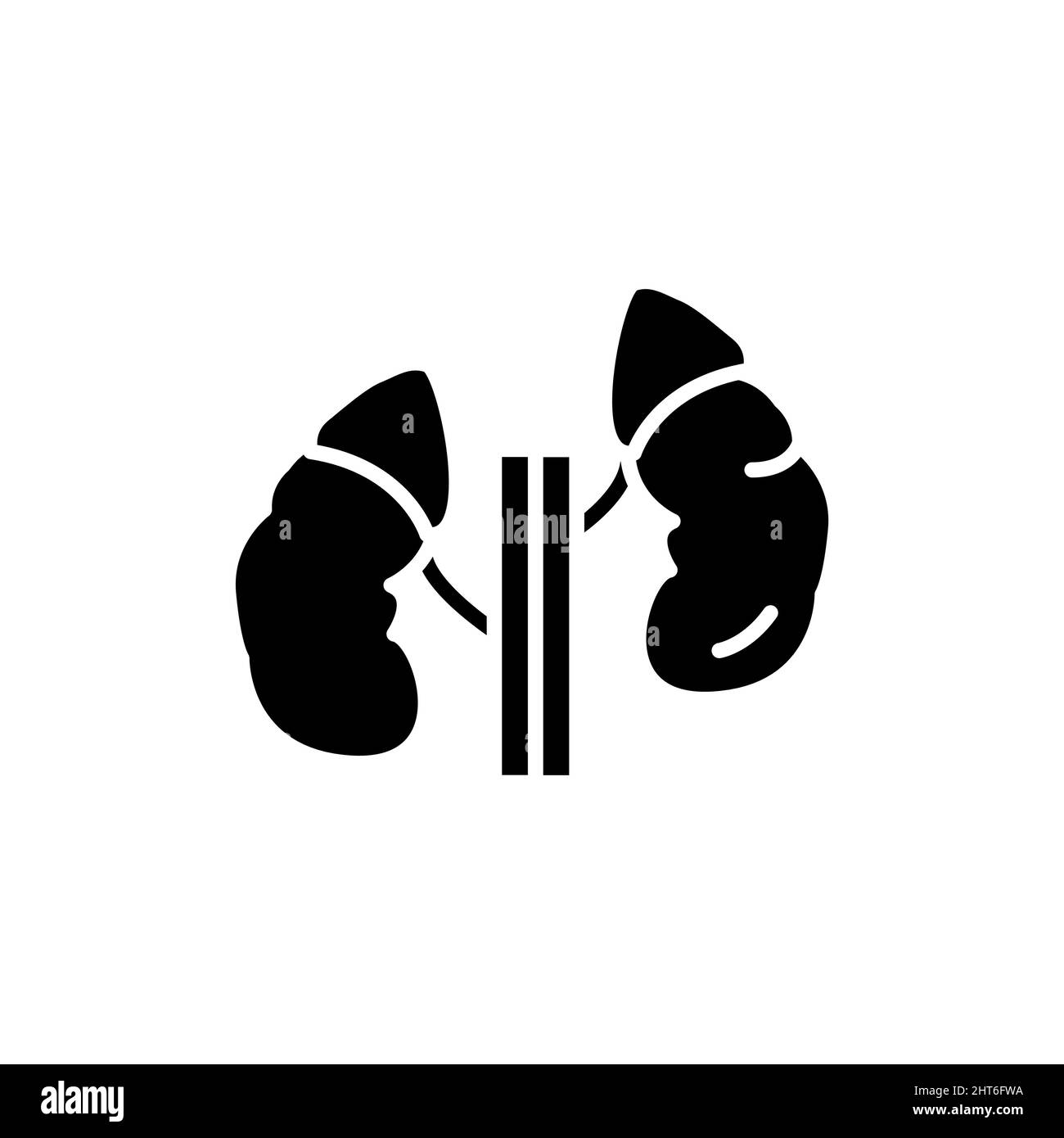 Icona della linea di colore delle ghiandole surrenali dell'organo umano. Elemento vettoriale isolato. Pittogramma a contorno per pagina web, app mobile, promo Illustrazione Vettoriale