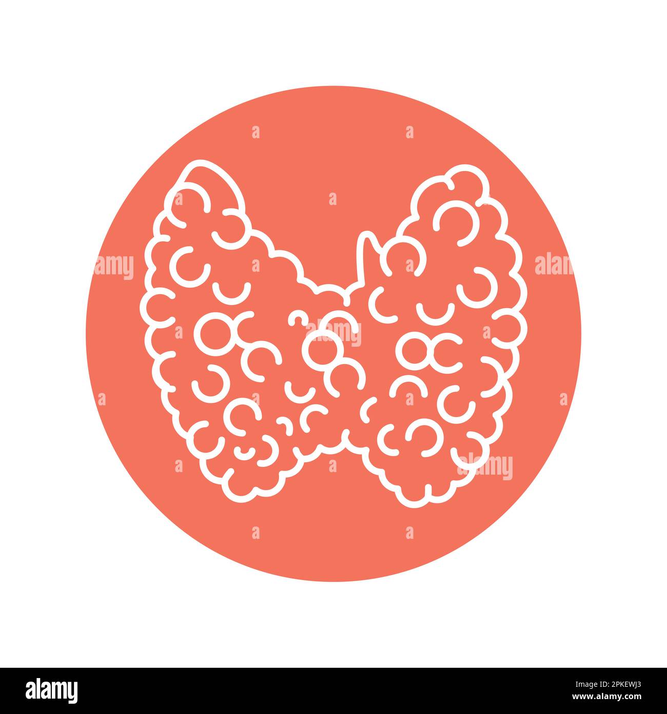 Icona della linea di colore della tiroide della ghiandola. Sistema endocrino. Pittogramma per pagina web, app mobile, promo. Illustrazione Vettoriale