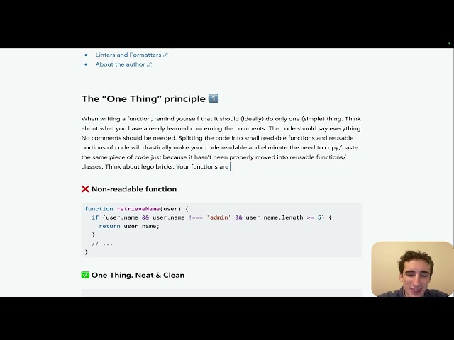 Video: Write clean code as a software engineer. One Thing Principle