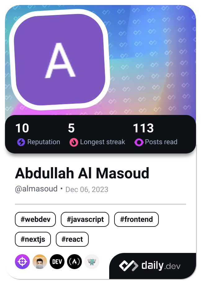 Abdullah Al Masoud's Dev Card