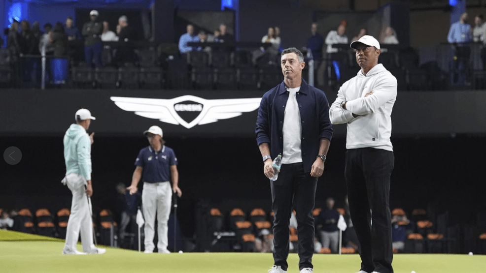 Image for story: Indoor golf league created by Tiger Woods and Rory McIlroy has a loud, swift debut match