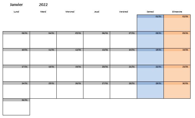 Calendrier mensuel Excel - gratuit, pratique & personnalisable