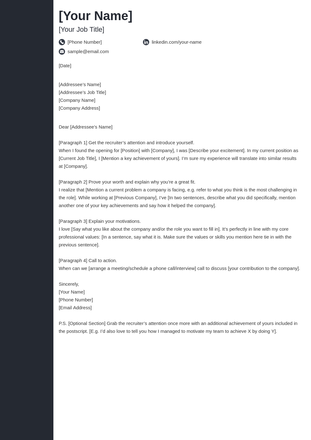 cover letter look template concept