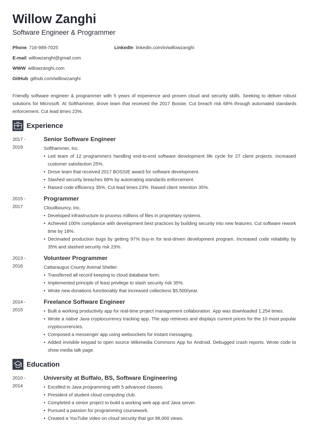 software engineer template newcast