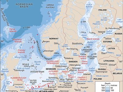 Baltic and North seas and the English Channel