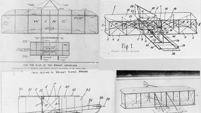 Detailed plans from the Wright brothers' patent application.