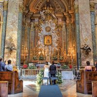 Marriage. A couple getting married during a church wedding ceremony. (religion, ceremony, bride, groom)