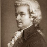 Wolfgang Amadeus Mozart portrait. Austrian composer. (Johann Chrysostom Wolfgang Amadeus Mozart)