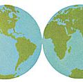 10:087 Ocean: The World of Water, two globes showing eastern and western hemispheres