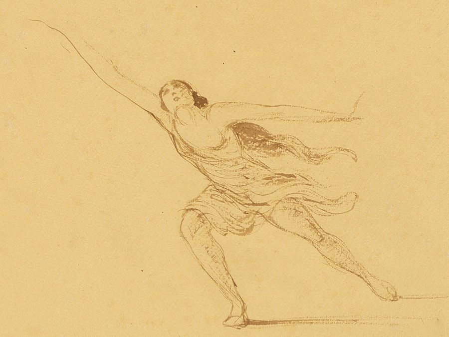 Isadora Duncan, ink on paper by Edmond van Saanen Algi, 1917; in the National Portrait Gallery, Washington, D.C.