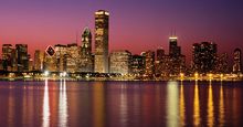 Chicago skyline at sunset, Illinois