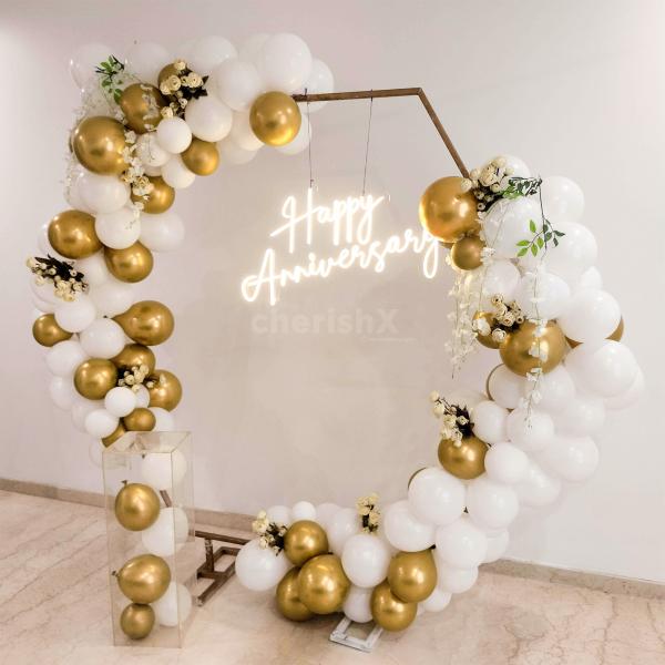 A Unique White theme decor with Hexagon Backdrop by CherishX!