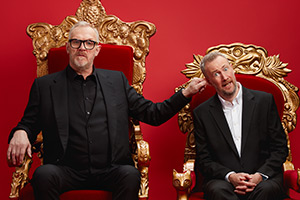 Taskmaster. Image shows left to right: Greg Davies, Alex Horne