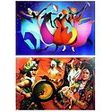 Rain Dance and Gujrati Dance - Set of 2 Posters