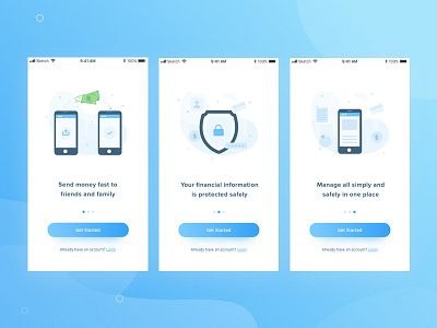 Financial - onboarding blue finance illustration ios iphone mobile onboarding ui