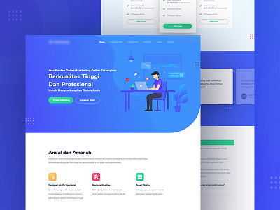 Content Marketing Design - Landing Page agency blue design illustration landing page studio ui ui ux vector web website