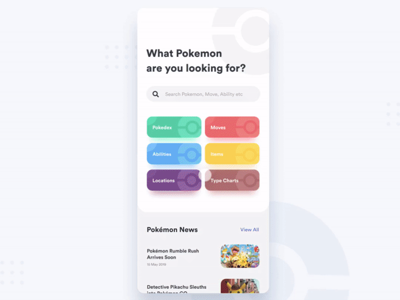 Pokedex App - Animation aftereffects animation app clean interactions ios iphone motion design pokedex pokemon pokemon go simple ui