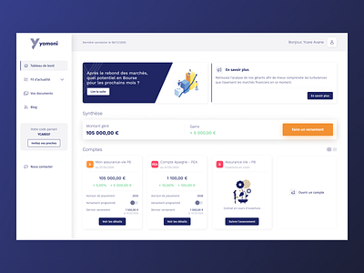 Yomoni - Dashboard creative design creative design uidesign