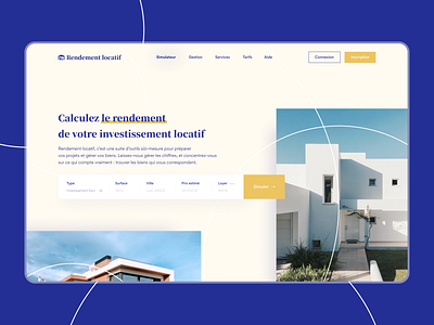 Rendement locatif (Horiz.io) - Redesign horiz landing page locatif navbar real estate rendement searchbar