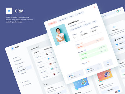 CRM - Customer Profile clean color crm customer profile dashboad dashboard integration ui ux