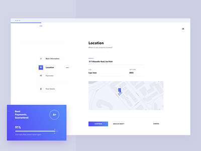 list your place address app brandnew city clean form interface landlord lease listing location minimal progress property real estate rental simple step tenant ui