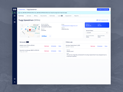 Evolve - Desktop Customer Summary account account summary balance customer customer profile information map orders overview profile review schedule scheduling service status summary task transaction user profile widget