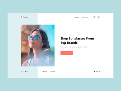 EyeWear+ UI clean ecommerce eye eyewea fashion glasses hero hero image landingpage light minimal minimalist modern onepage shop ui webdesign webdesigner website