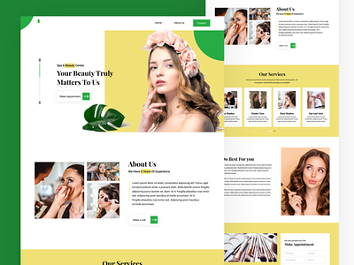 Landing page for beautician artist beauty purlar clean glamour hairstyle landing page landing page design make up salon web web design web ui