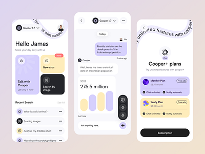 Cooper AI Chat - Mobile App Exploration activities ai app chat clean colors daily design exploration grid ios iphone layout mobile pastel simple task ui ux whitespace