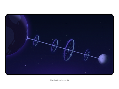 Space crypto illustration landscape planet space space station star vector web3