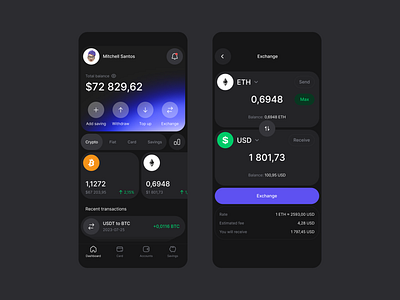 Neobanking Mobile App bank banking app blockchain crypto cryptocurrency design exchange finance fintech interface mobile neobank payments transactions ui ux