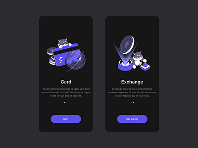 Onboarding Neobanking Mobile App animation bank bank card banking app blockchain crypto cryptocurrency design exchange finance fintech illustration interface mobile neobank onboarding payments ui ux