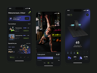 Workout mobile app UI concept activity app dark mode ui exercise app fitness health mobile app ui sport ui ux workout